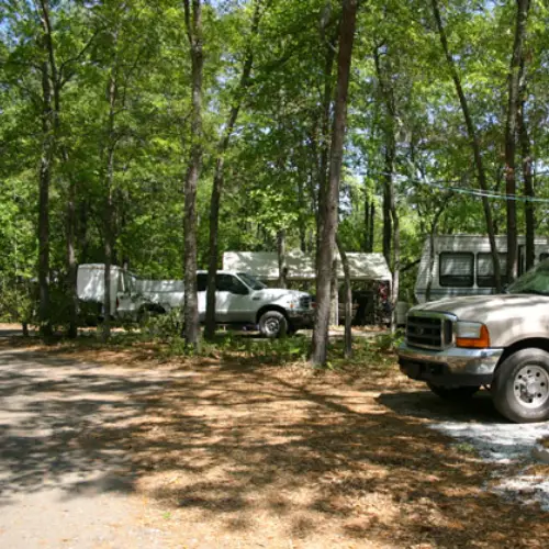 truck in the wood campground and RV